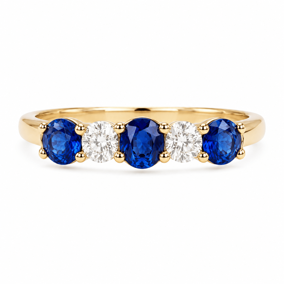 Oval Blue Sapphire Diamond Five-Stone Ring - Ministry of Gems®RingMinistry of Gems®