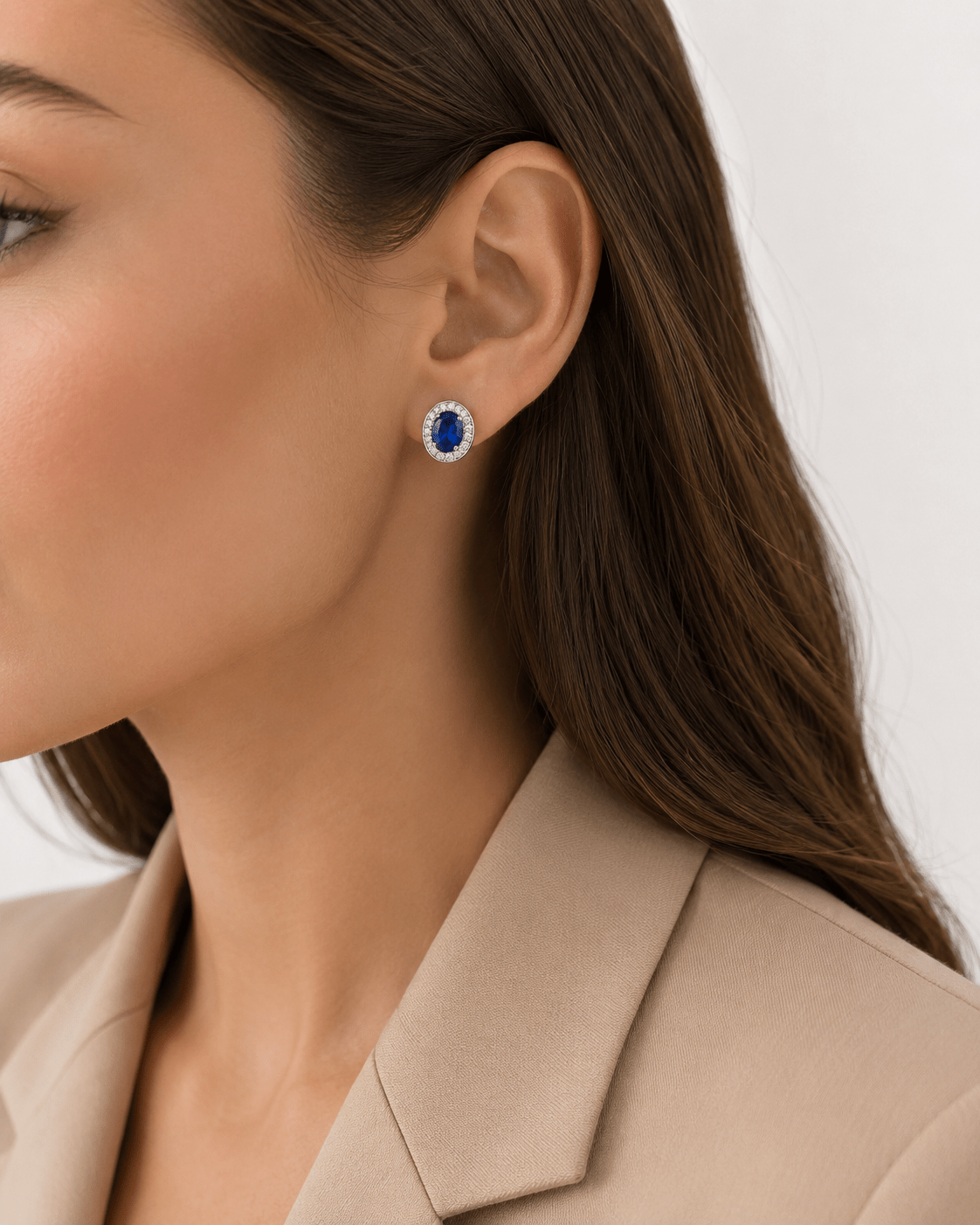 Oval Blue Sapphire Halo Studs - Ministry of Gems®EarringsMinistry of Gems®