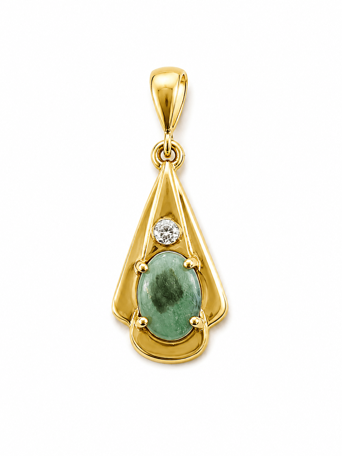 Oval Green Australian Opal Fanned Teardrop Pendant — Gold-Plated Sterling Silver - Ministry of Gems®PendantMinistry of Gems®