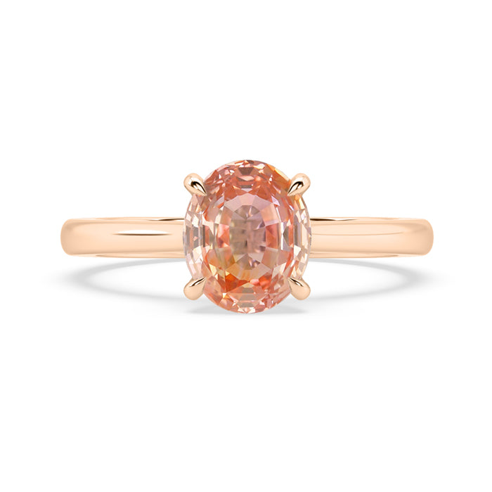 Oval Padparadascha Solitaire Engagement Ring 1 — Ministry of Gems exclusive design