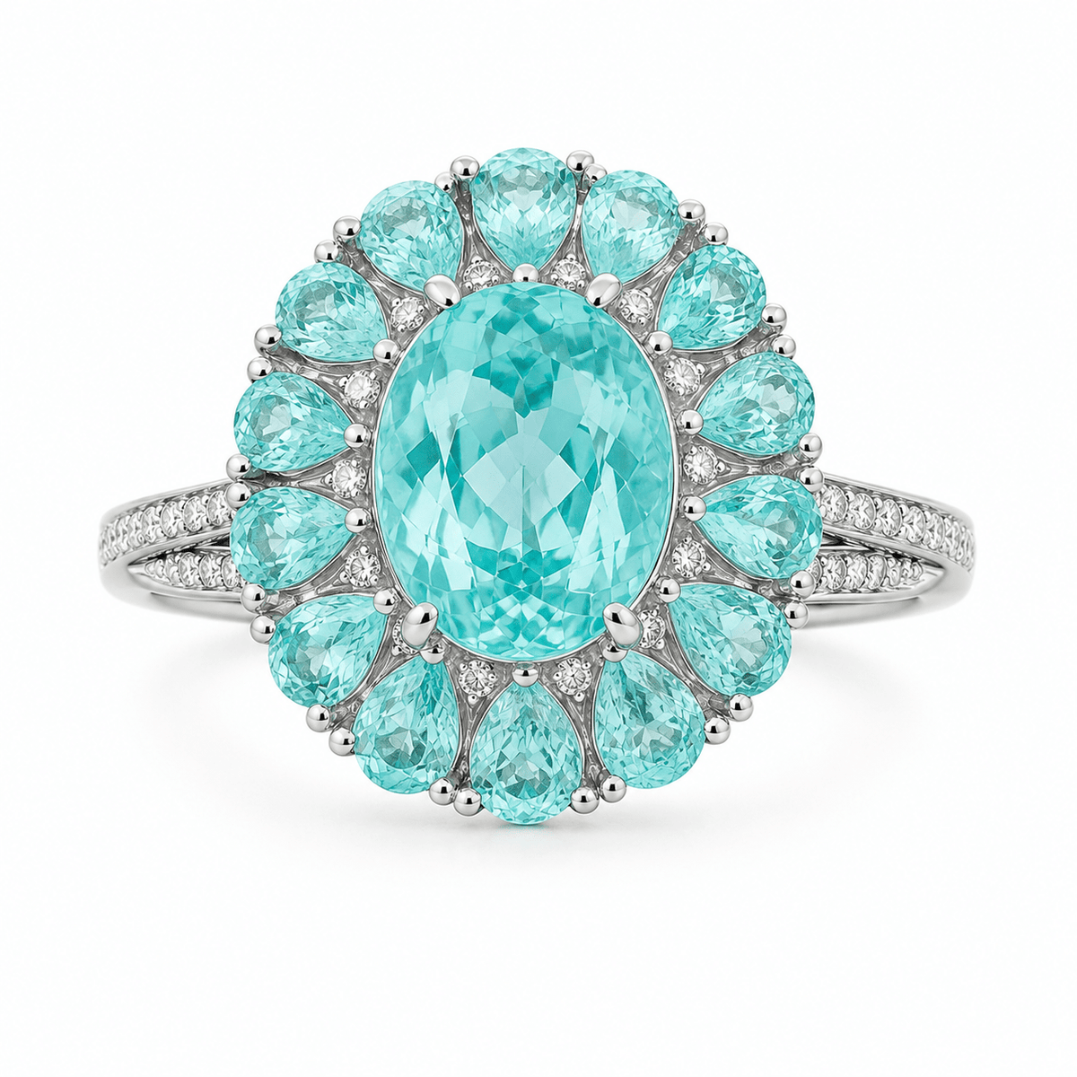 Oval Paraíba Tourmaline Flower Ring - Ministry of Gems®RingMinistry of Gems®