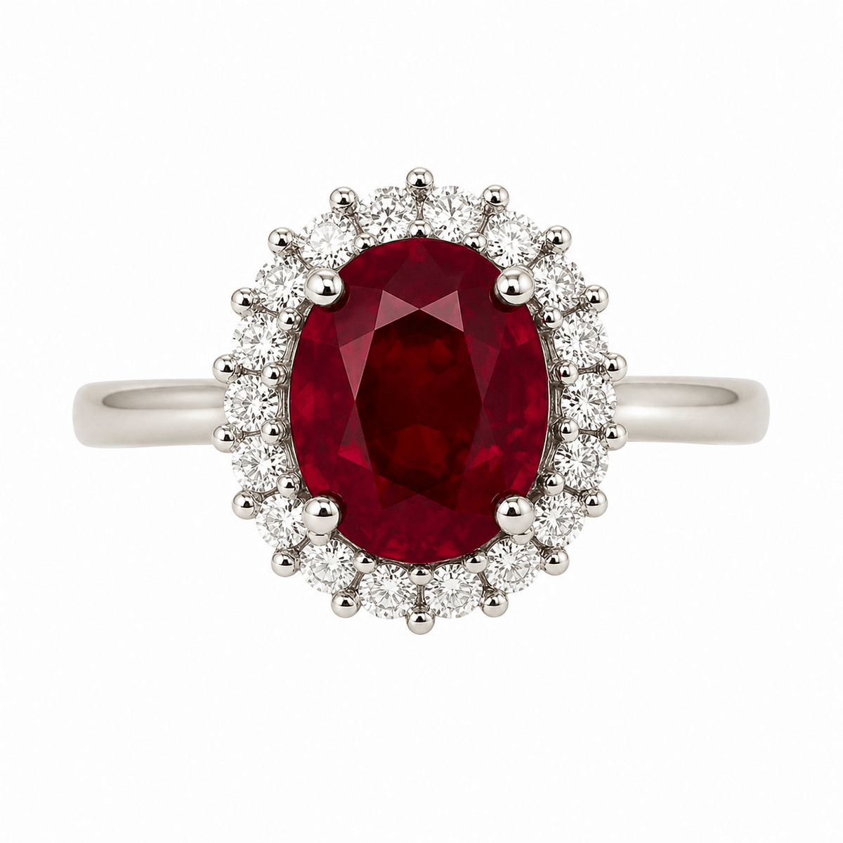 Oval Ruby Diamond Cluster Ring - Ministry of Gems®RingMinistry of Gems®