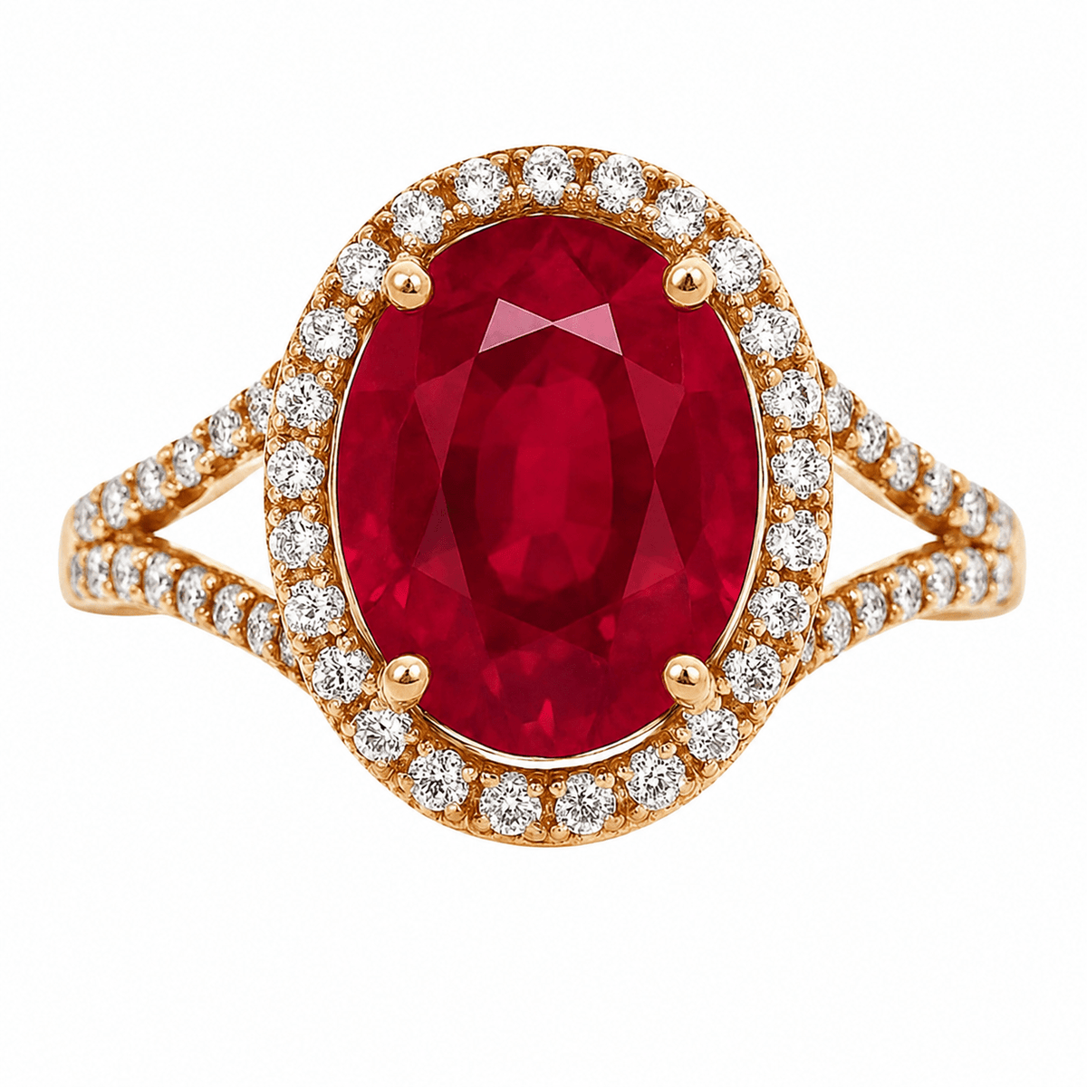 Oval Ruby Diamond Halo Gold Ring - Ministry of Gems®RingMinistry of Gems®