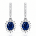 Oval Sapphire Sunburst Diamond Halo Drops - Ministry of Gems®EarringsMinistry of Gems®