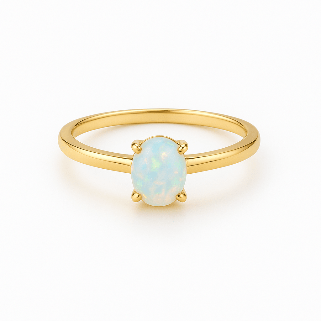 Oval White Opal Solitaire Ring - Ministry of Gems®RingMinistry of Gems®