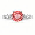 Padparadscha Cushion 1.5ct Diamond Accent Engagement Ring - Ministry of Gems®RingMinistry of Gems®