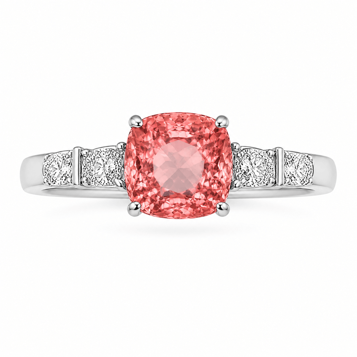 Padparadscha Cushion 1.5ct Diamond Accent Engagement Ring - Ministry of Gems®RingMinistry of Gems®