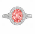 Padparadscha Oval Halo Split Shank Ring - Ministry of Gems®RingMinistry of Gems®