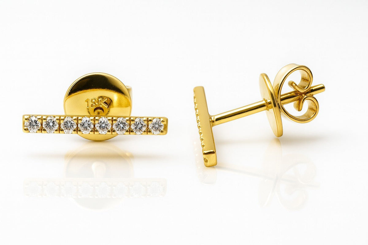 Pavé Diamond Bar Studs - Ministry of Gems®EarringsMinistry of Gems®