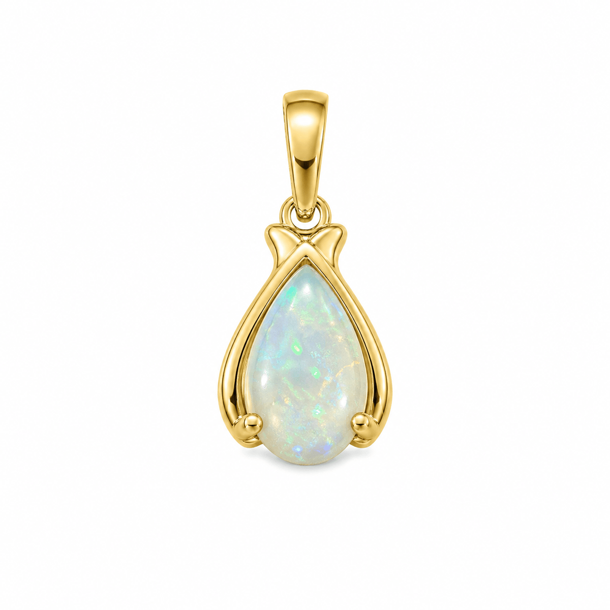 Pear Australian Opal Crossover Pendant — 14K Gold - Ministry of Gems®PendantMinistry of Gems®