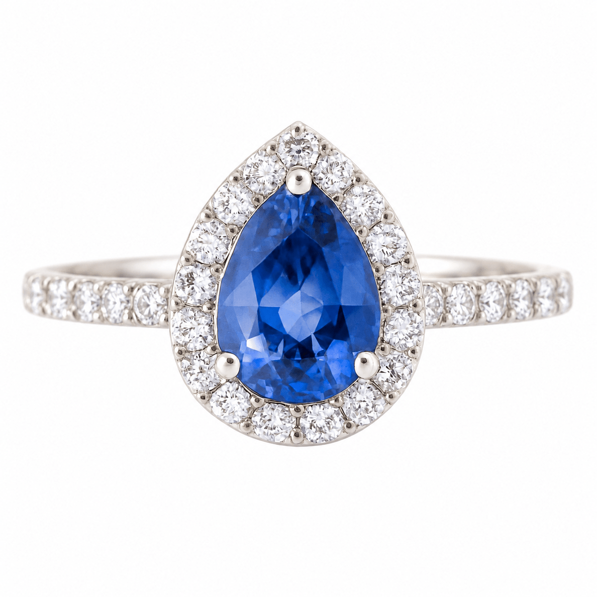 Pear Blue Sapphire Diamond Halo Ring - Ministry of Gems®RingMinistry of Gems®
