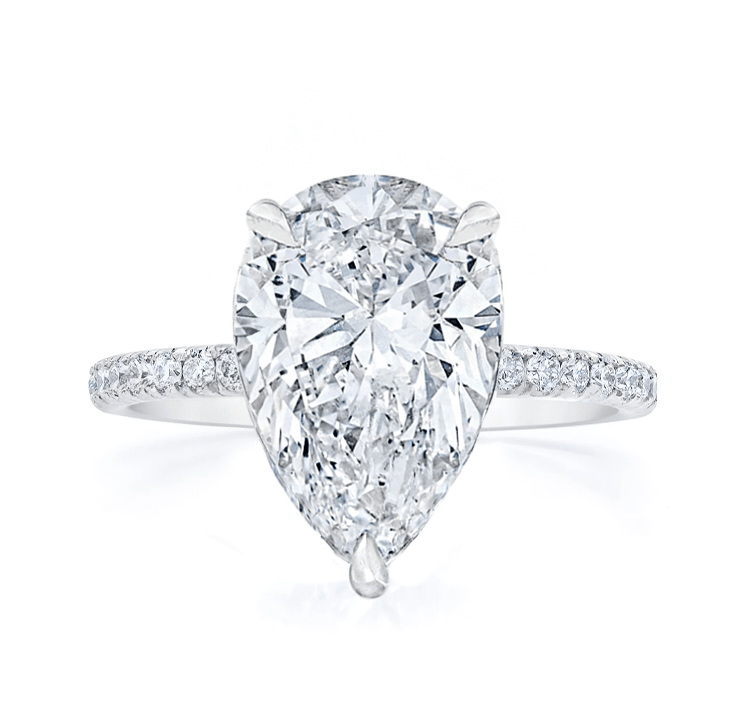 Pear Diamond Solitaire Pavé Shoulders Engagement Ring - Ministry of Gems®RingMinistry of Gems®