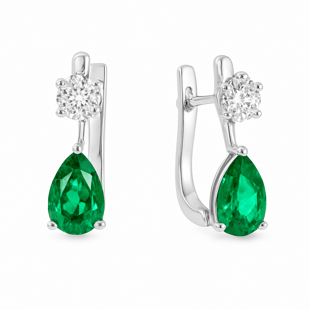 Pear Emerald & Diamond Drop Earrings - Ministry of Gems®EarringsMinistry of Gems®