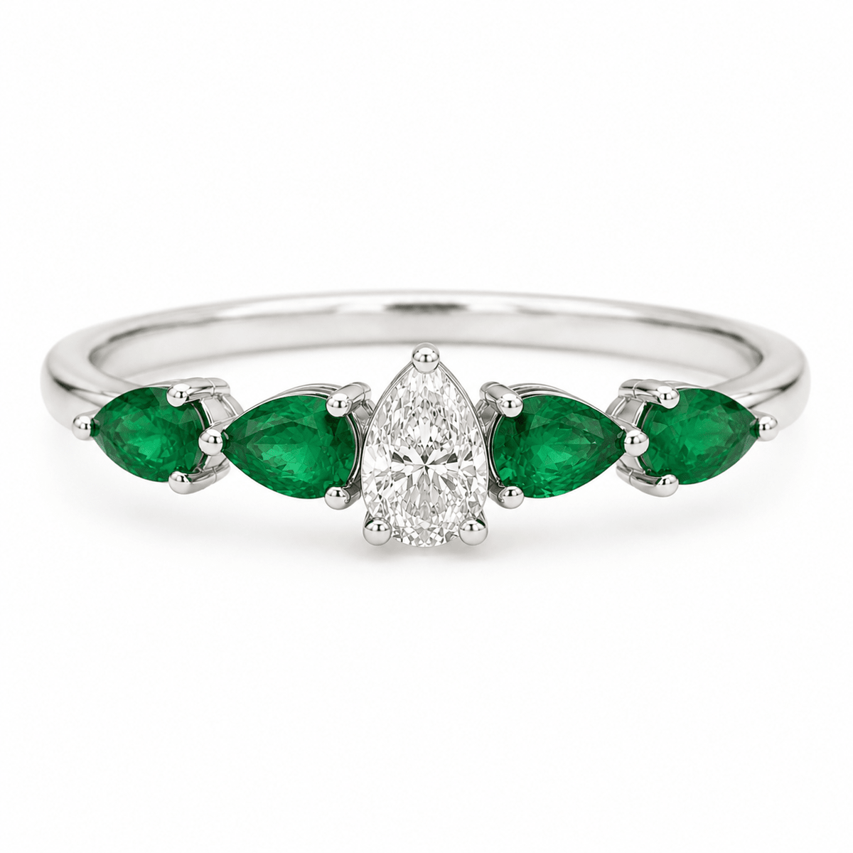Pear Tsavorite & Diamond Five-Stone Ring - Ministry of Gems®RingMinistry of Gems®