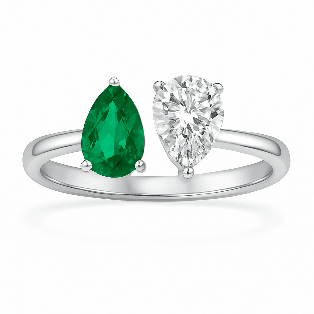 Pear Tsavorite & Diamond Toi et Moi Ring - Ministry of Gems®RingMinistry of Gems®