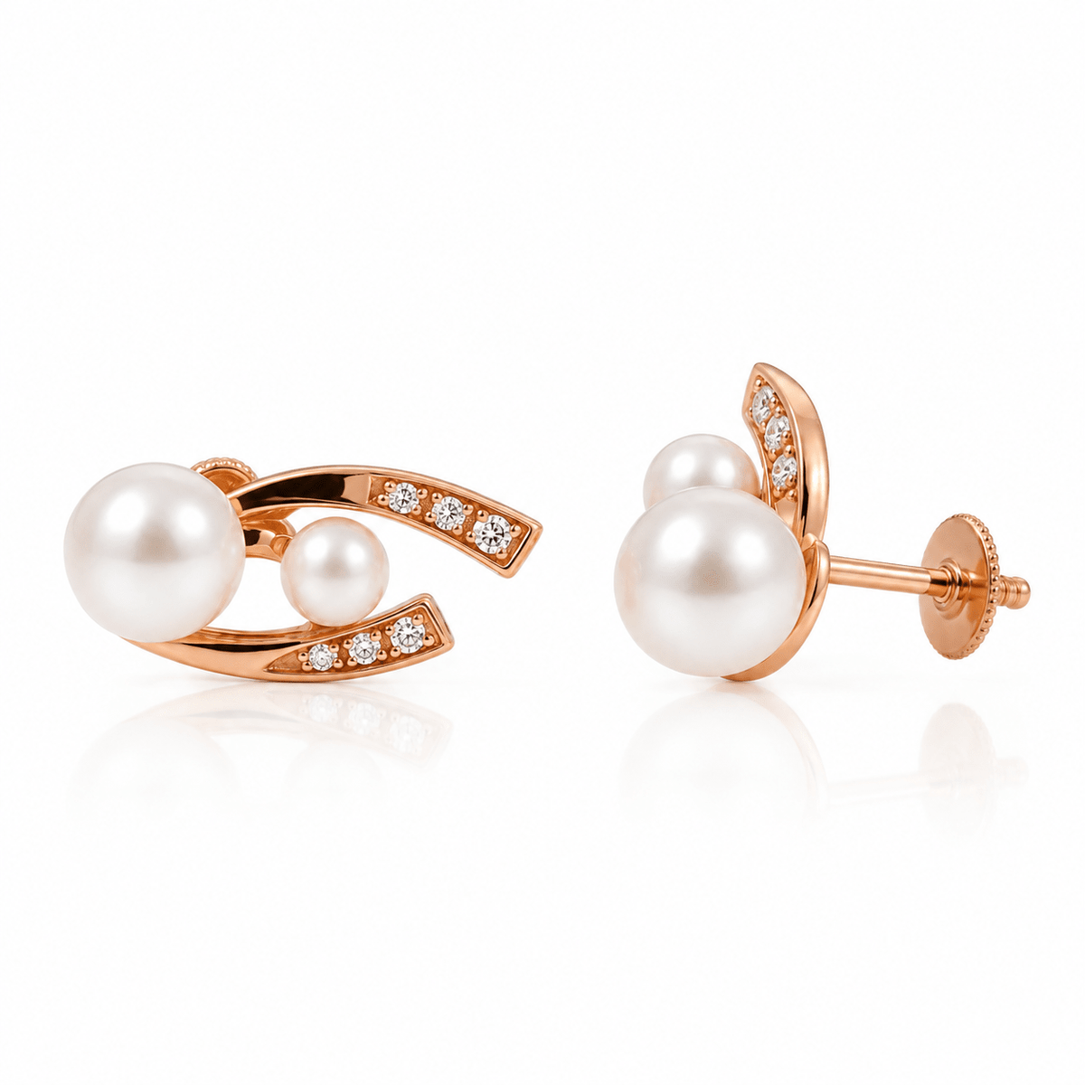Pearl & Diamond Arc Studs - Ministry of Gems®EarringsMinistry of Gems®