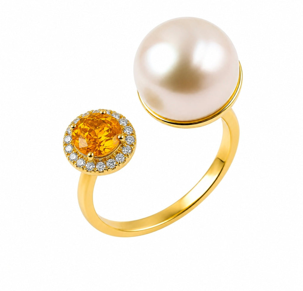 Pearl & Spessartite Toi et Moi Ring - Ministry of Gems®RingMinistry of Gems®