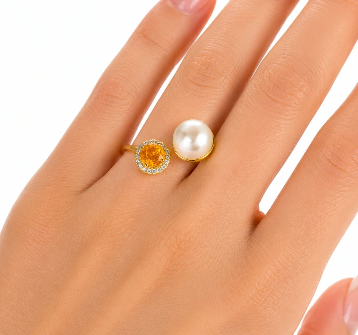 Pearl & Spessartite Toi et Moi Ring - Ministry of Gems®RingMinistry of Gems®