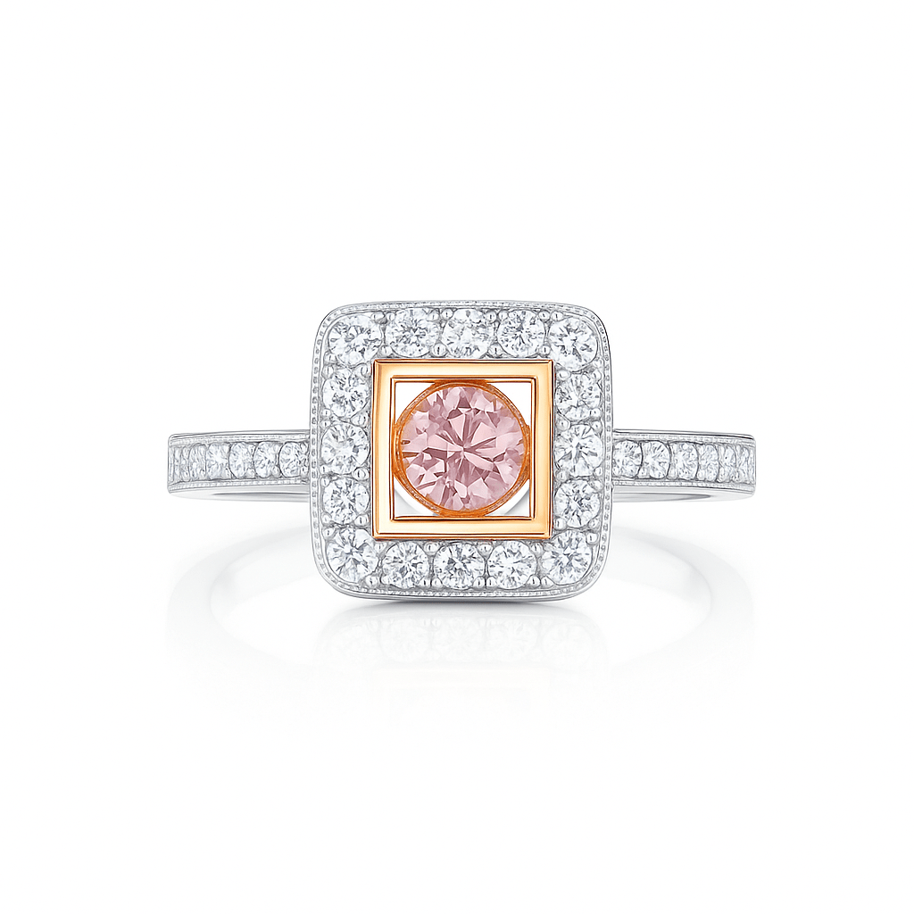 Pink Gemstone Diamond Square Halo Ring - Ministry of Gems®RingMinistry of Gems®