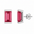 Pink Tourmaline Baguette Bar Studs - Ministry of Gems®EarringsMinistry of Gems®