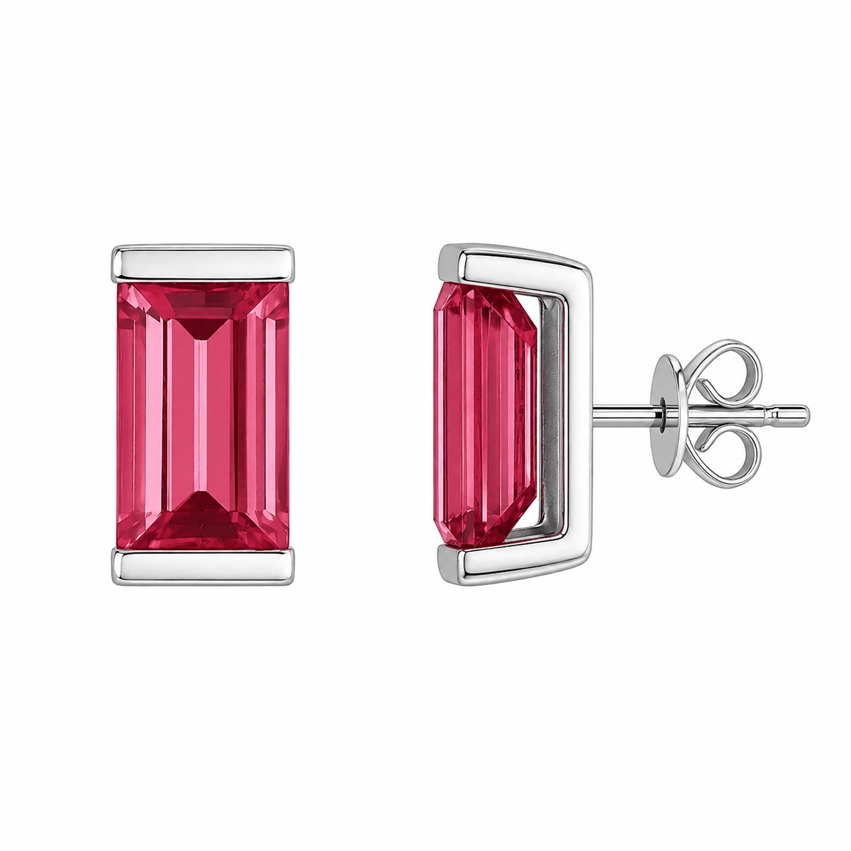 Pink Tourmaline Baguette Bar Studs - Ministry of Gems®EarringsMinistry of Gems®