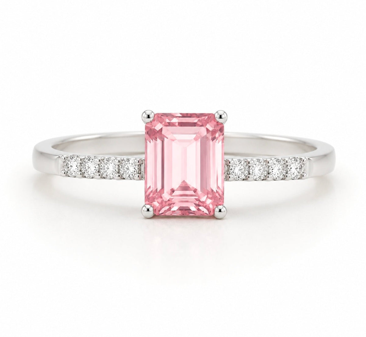 Pink Tourmaline Baguette Ring, White Gold - Ministry of Gems®RingMinistry of Gems®