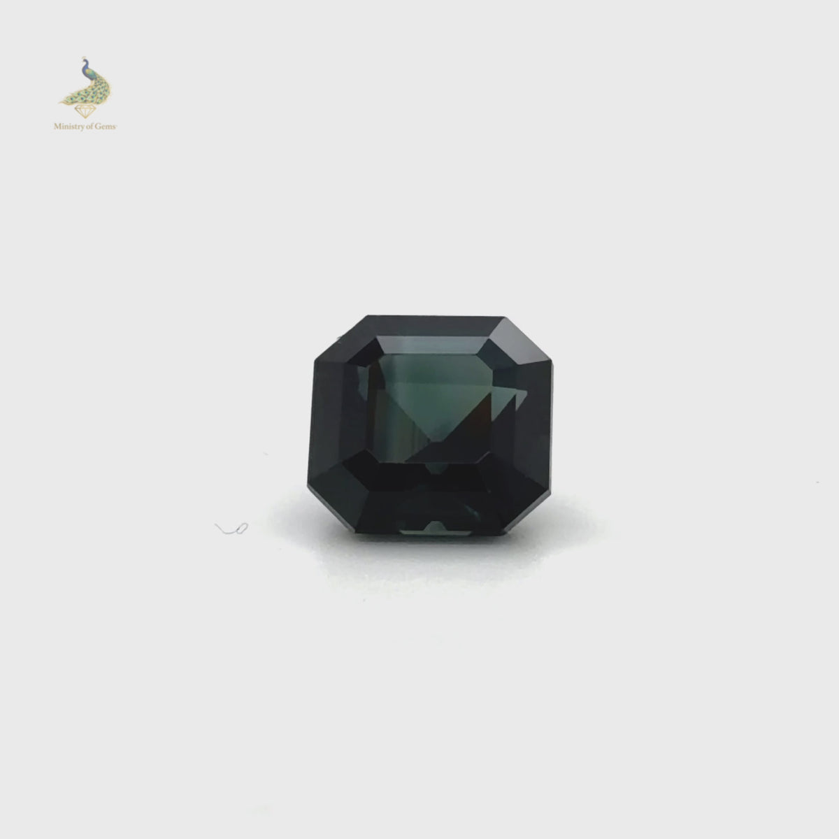 4.0ct Asscher Blue Dark Teal Sapphire