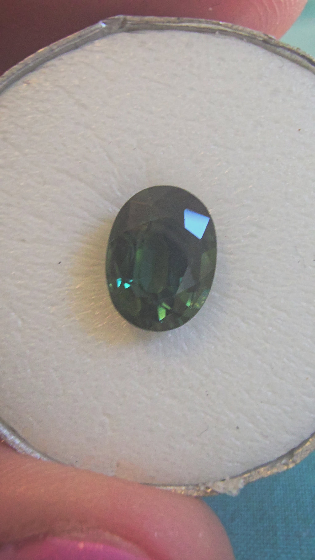 Green Australian Sapphire 2.31ct Oval — Ministry of Gems