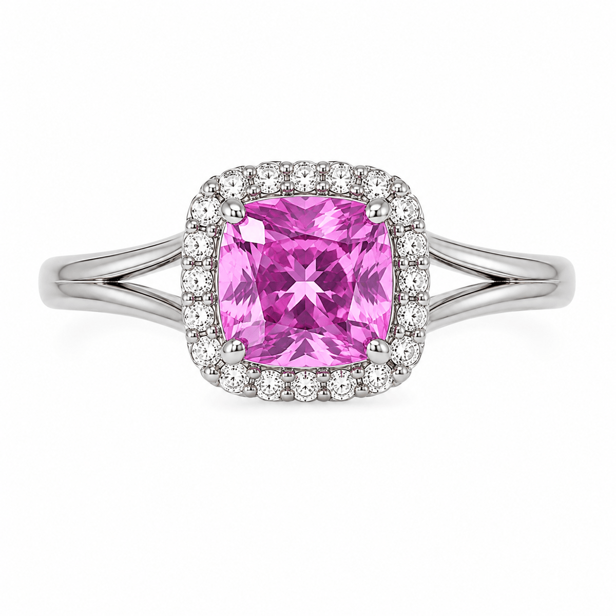Princess Pink Sapphire Diamond Halo Ring - Ministry of Gems®RingMinistry of Gems®