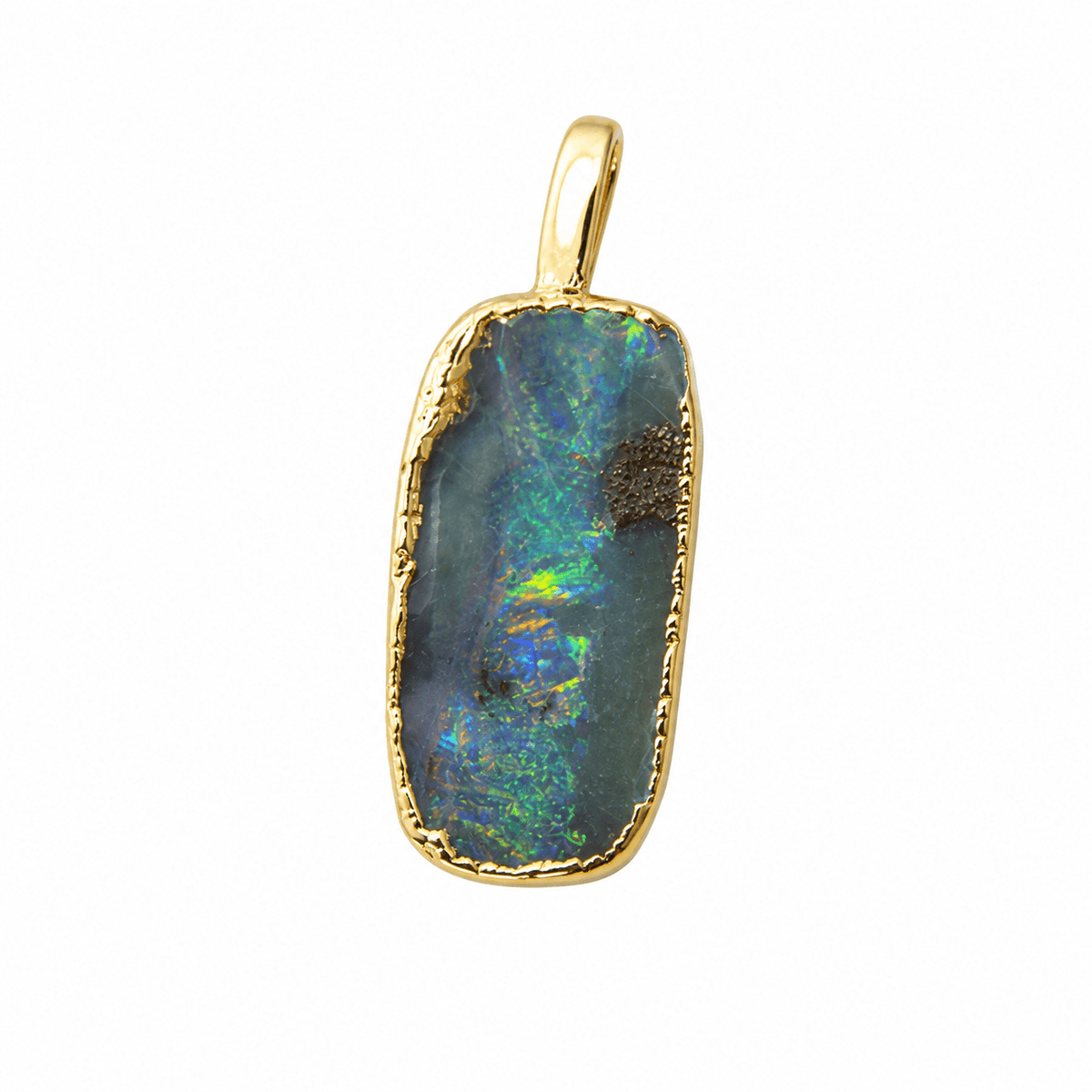 Rectangular Boulder Opal Pendant — Gold-Plated Sterling Silver - Ministry of Gems®PendantMinistry of Gems®