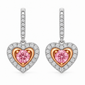 Pink Sapphire Diamond Heart Drop Earrings