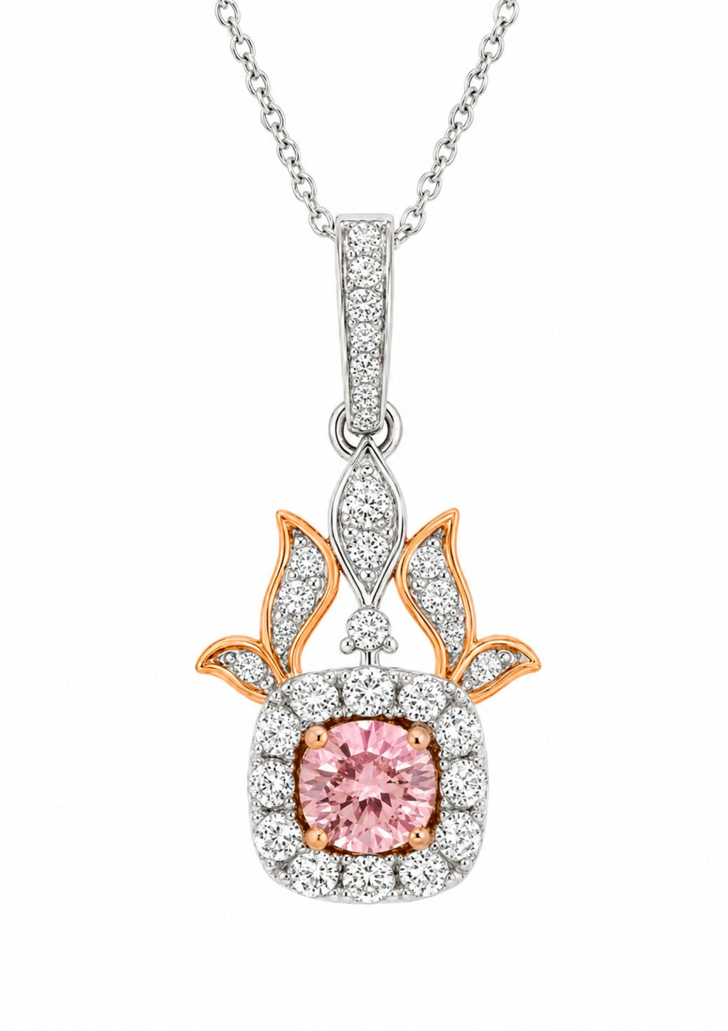 Lotus Blush Halo Pendant — Ministry of Gems exclusive design