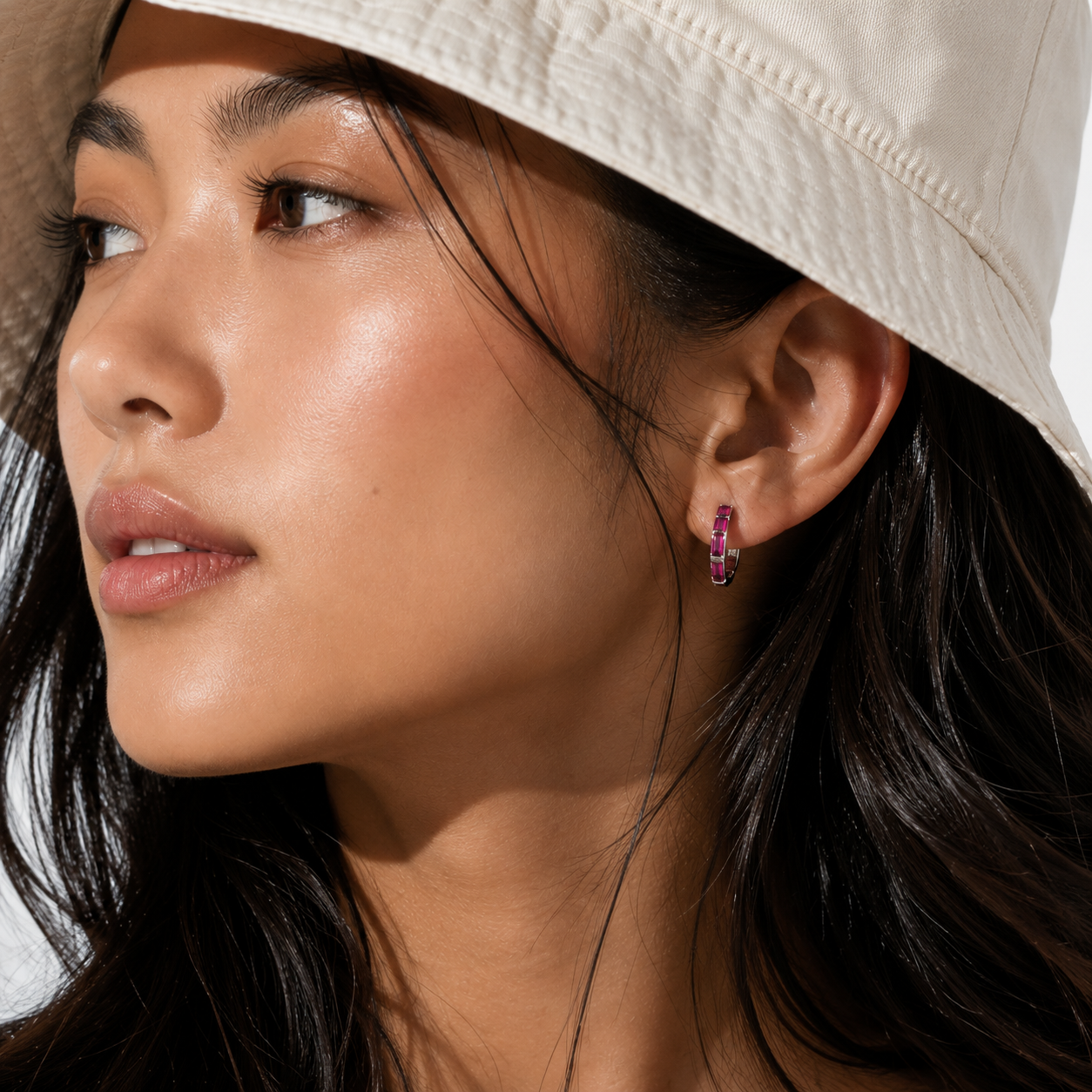 Ruby Baguette Hoop Earrings — Ministry of Gems