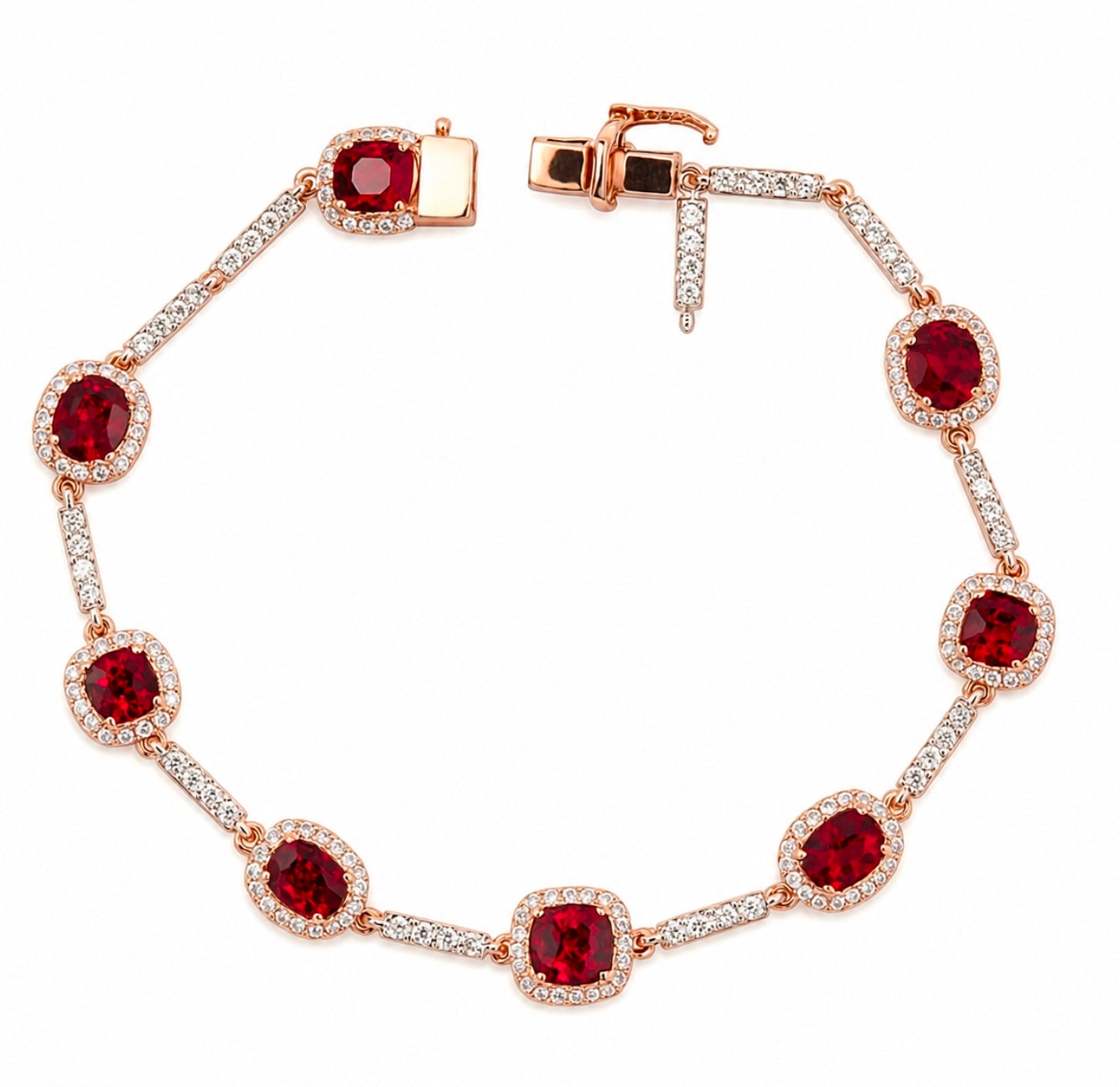 Scarlet — Ruby & Diamond Line Bracelet — Ministry of Gems