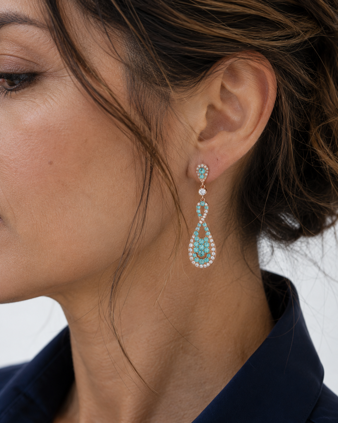 Arabesque — Turquoise & Diamond Infinity Drops — Ministry of Gems