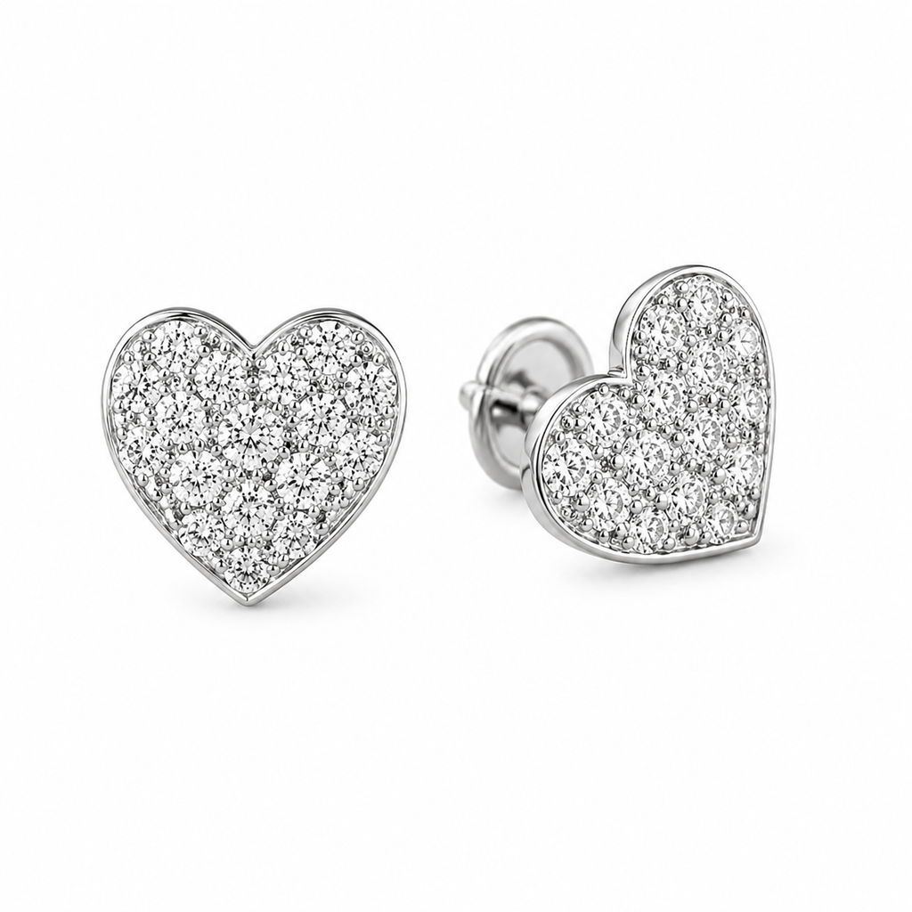 Diamond Heart Studs — Ministry of Gems exclusive design