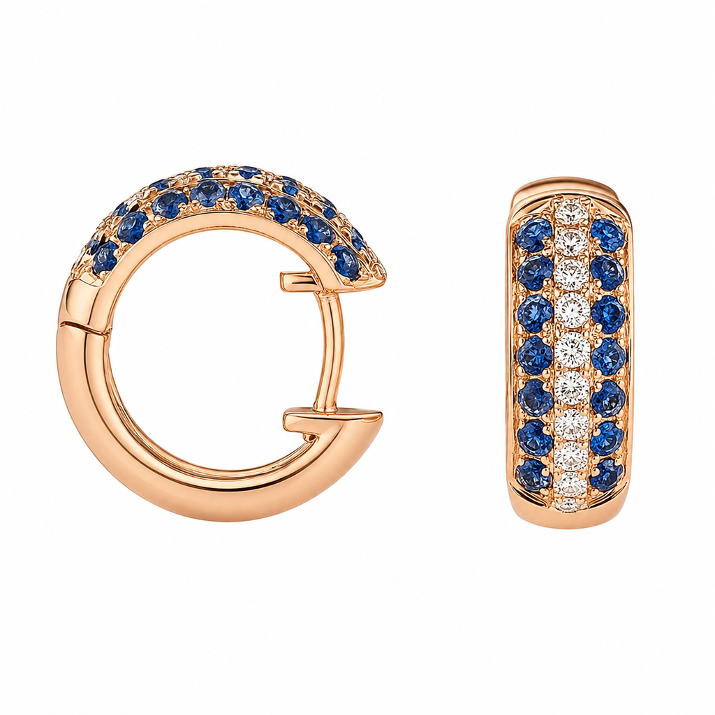 Oriana — Blue Sapphire Pavé Huggies — Ministry of Gems