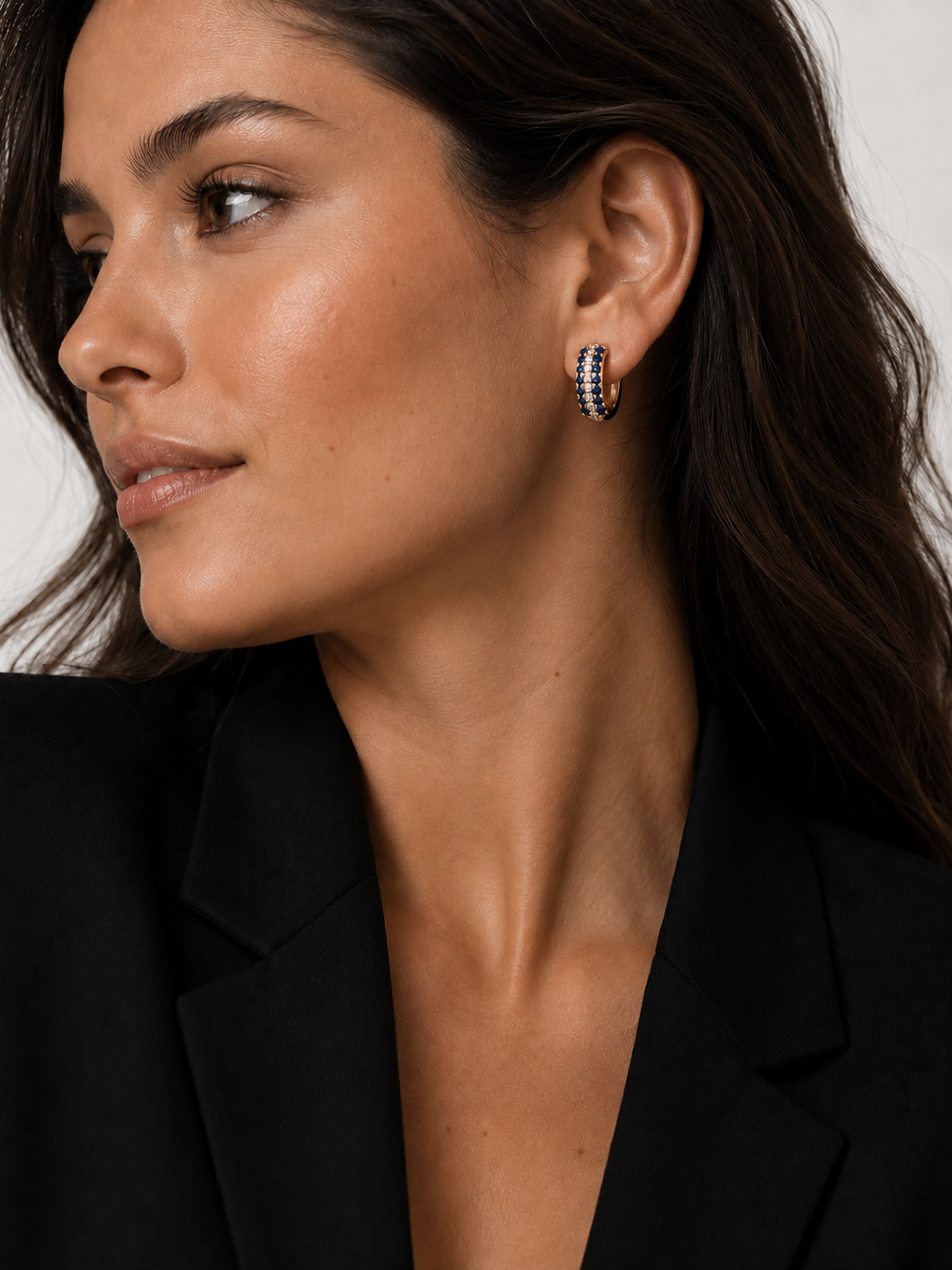 Oriana — Blue Sapphire Pavé Huggies — Ministry of Gems