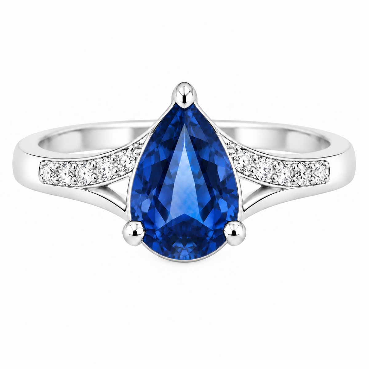 Pear Sapphire Crossover Ring