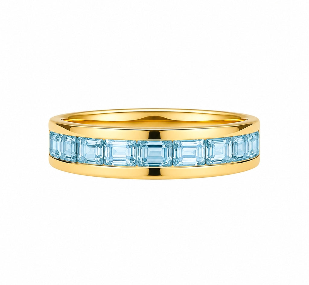 Vega — Aquamarine Baguette Eternity Band — Ministry of Gems