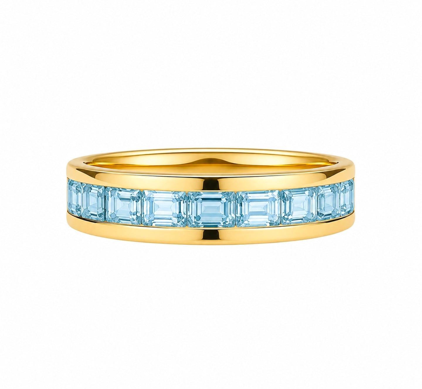 Vega — Aquamarine Baguette Eternity Band — Ministry of Gems