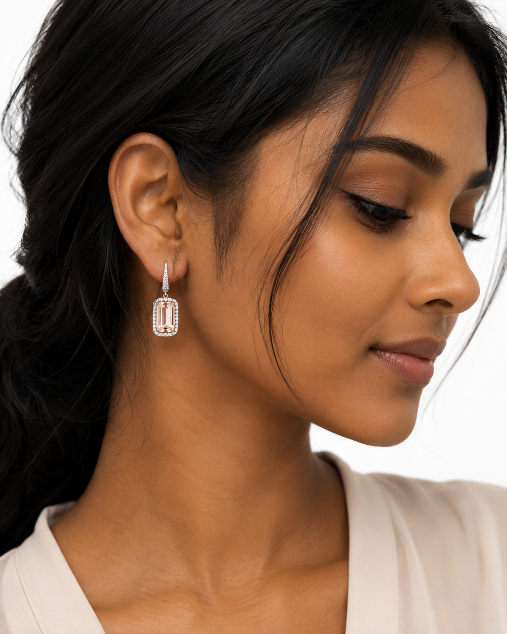 Morginite & Diamonds Drop Earrings — Ministry of Gems exclusive design