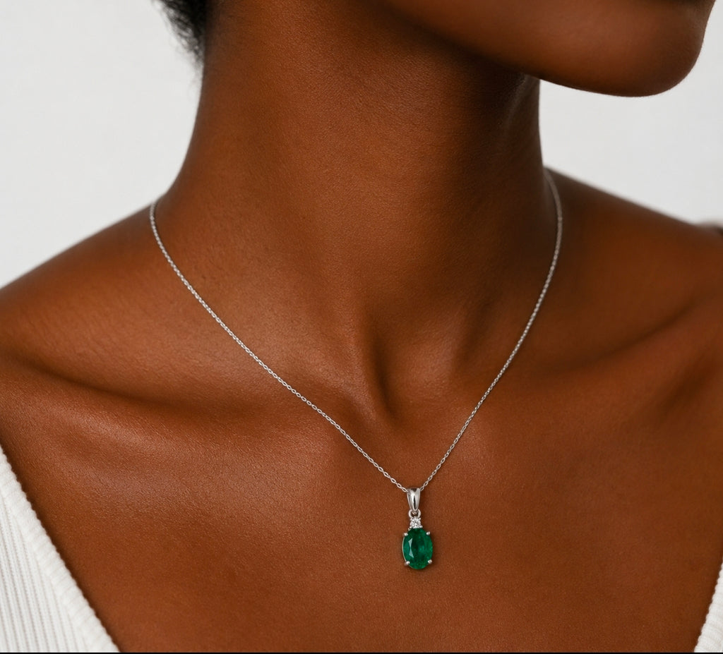 Oval Emerald Solitaire Pendant — Ministry of Gems