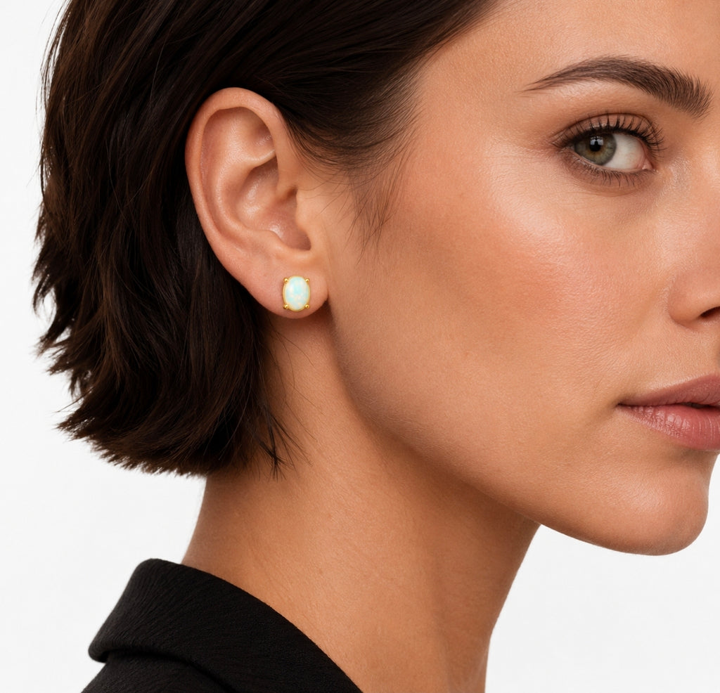 White Opal Classic Earrings — Ministry of Gems exclusive design