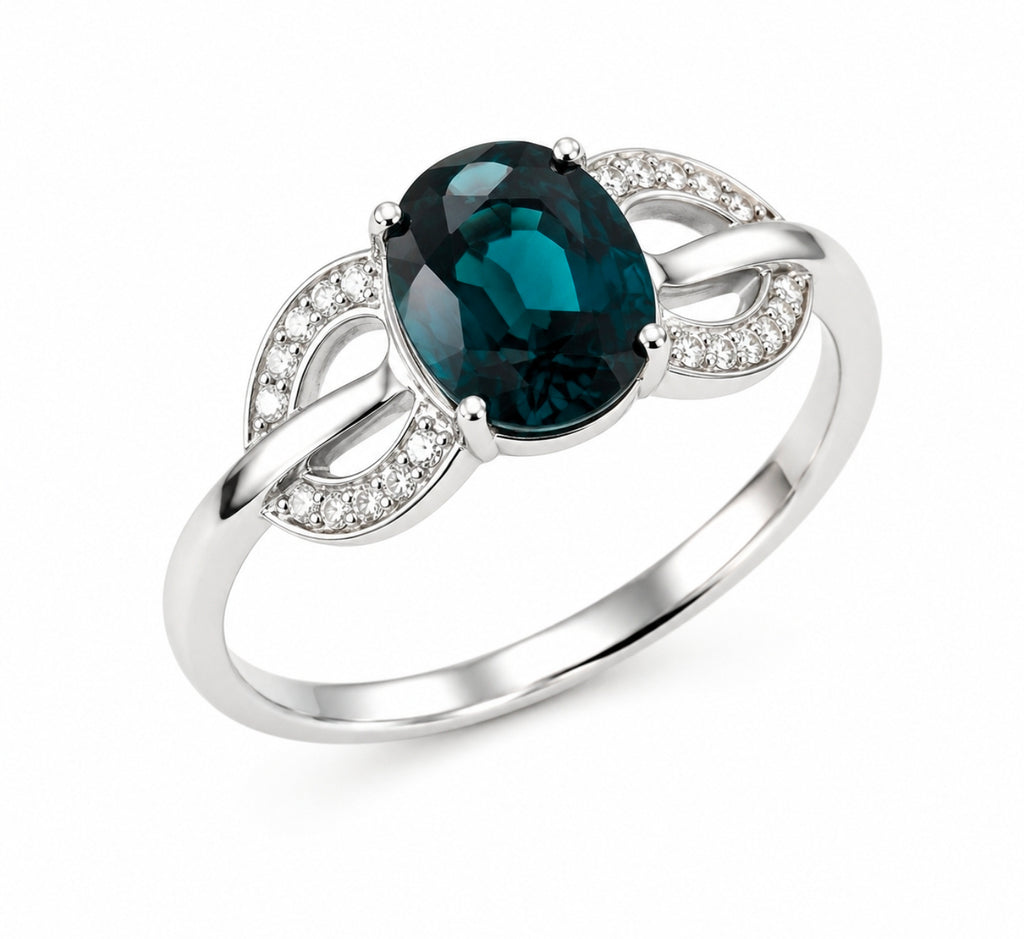 Teal Sapphire Swirl Ring — Ministry of Gems