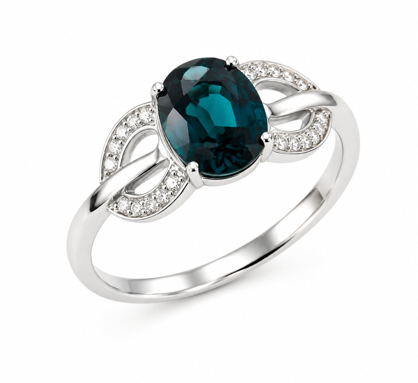 Teal Sapphire Swirl Ring — Ministry of Gems