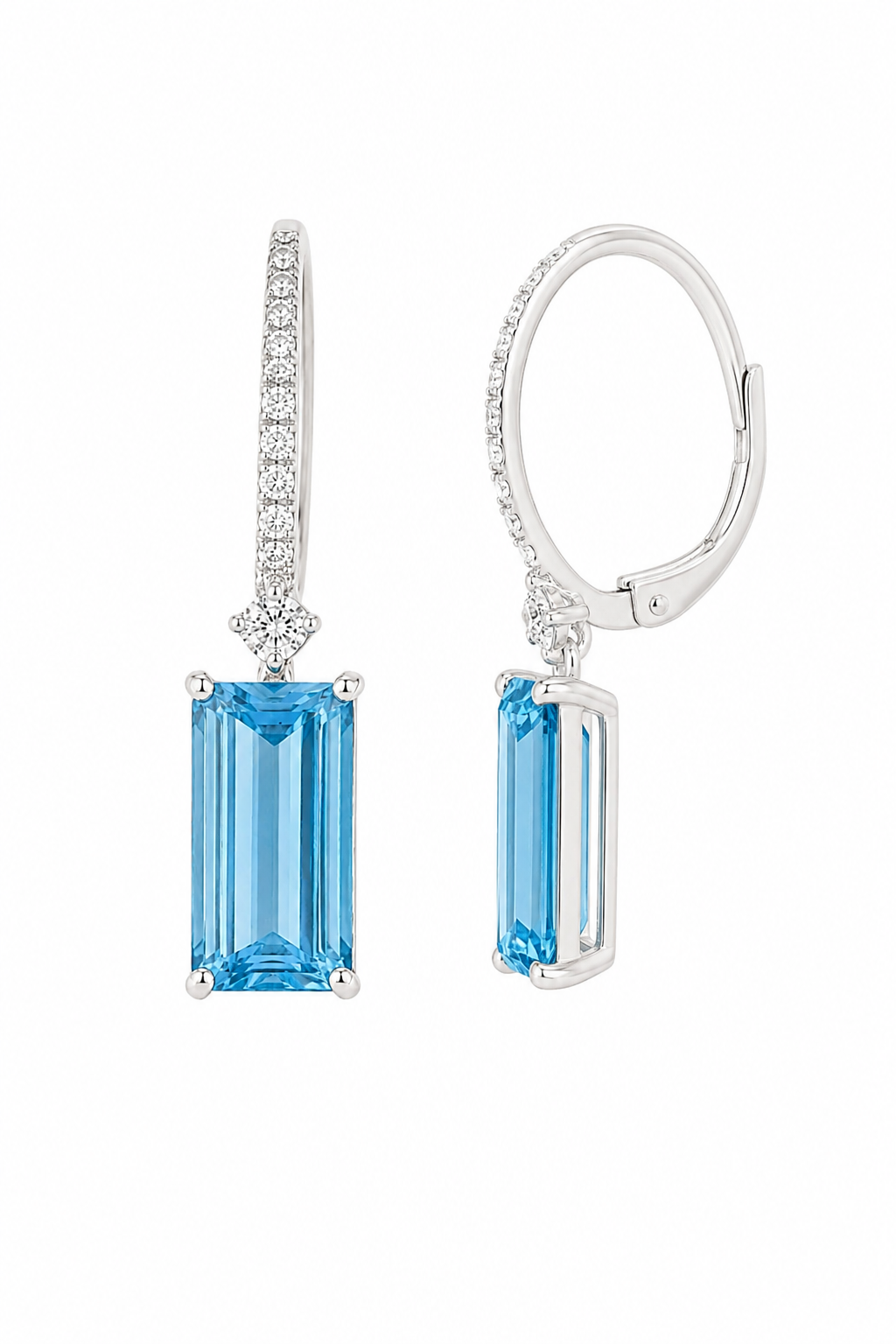 Azure — Swiss Blue Topaz Baguette Drops — Ministry of Gems