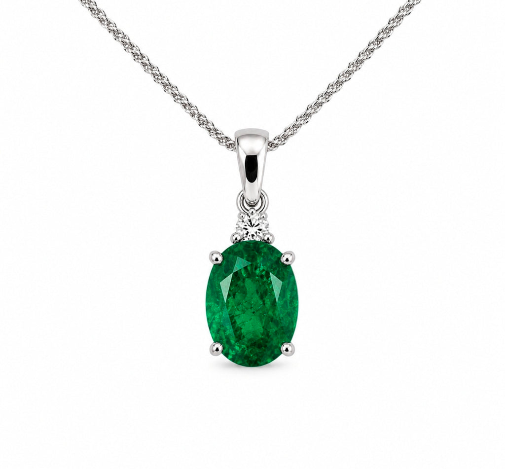 Oval Emerald Solitaire Pendant — Ministry of Gems