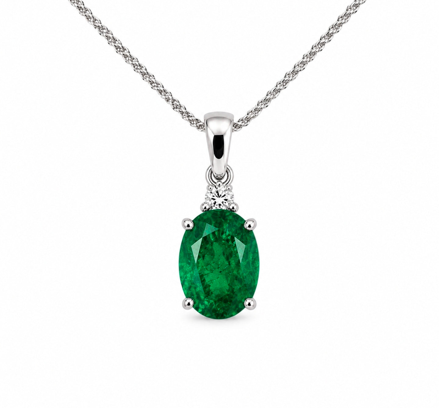 Oval Emerald Solitaire Pendant — Ministry of Gems