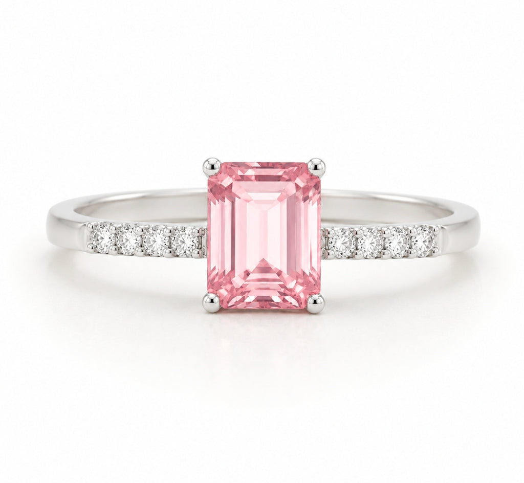 Pink Tourmaline Baguette Ring, White Gold — Ministry of Gems